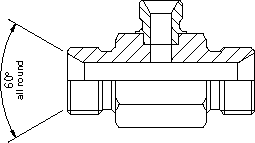 BSP male tee for bonded seal REDUCING ON BRANCH