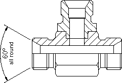 BSP male tee for bonded seal HEXAGON INSERT