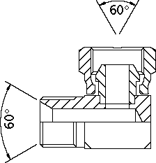 BSP male cone seat x BSP swivel female 90 deg comp