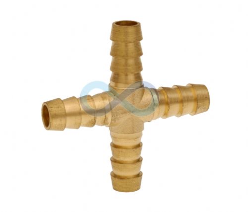 Hose Tail Cross - Brass 1/4