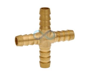 Hose Tail Cross - Brass 1/4